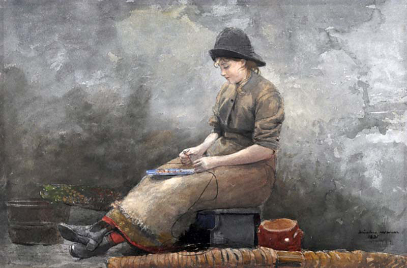 A Fishergirl Baiting Lines